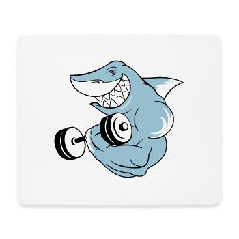 shark_bodybuilder - Mousepad (Querformat) - Weiß - Vorne