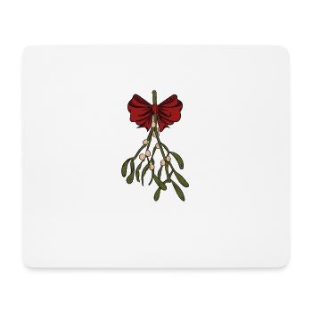 Mistel mit einem roten Bogen, Feiertage, Weihnacht - Mousepad (Querformat) - Weiß - Vorne