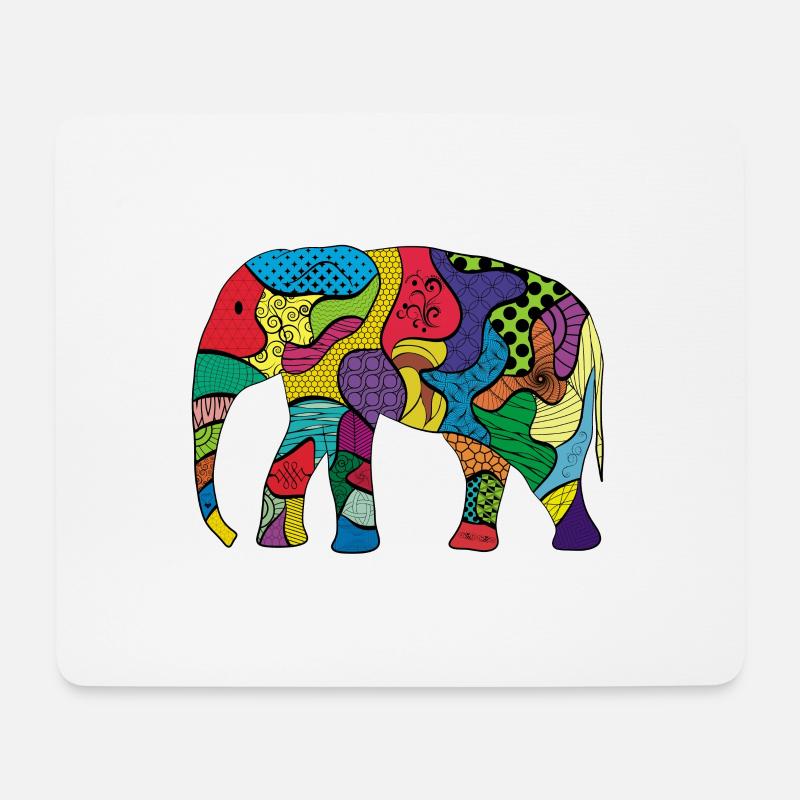 Elefant - Mousepad (Querformat) - Weiß