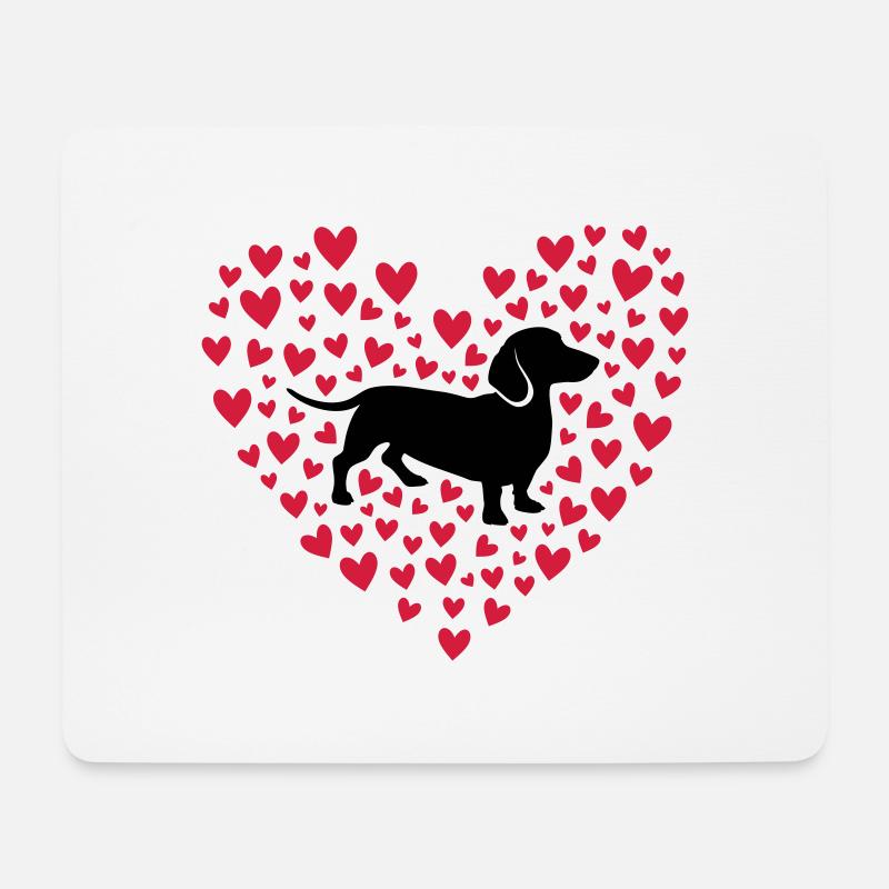 SÜSSER HERZ DACKEL, DACHSHUND MIT HERZEN - Mousepad (Querformat) - Weiß
