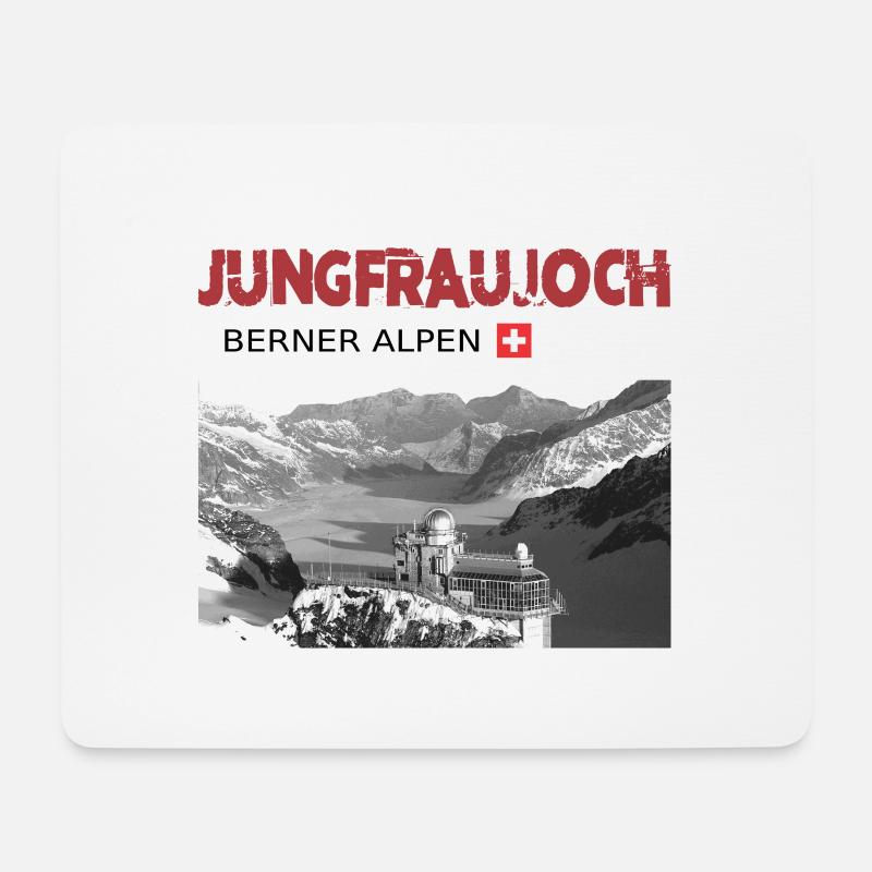 Jungfraujoch Schweizer Berge T-Shirt drucken - Mousepad (Querformat) - Weiß
