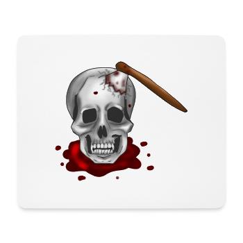 Totenkopf mit Axt - Mousepad (Querformat) - Weiß - Vorne