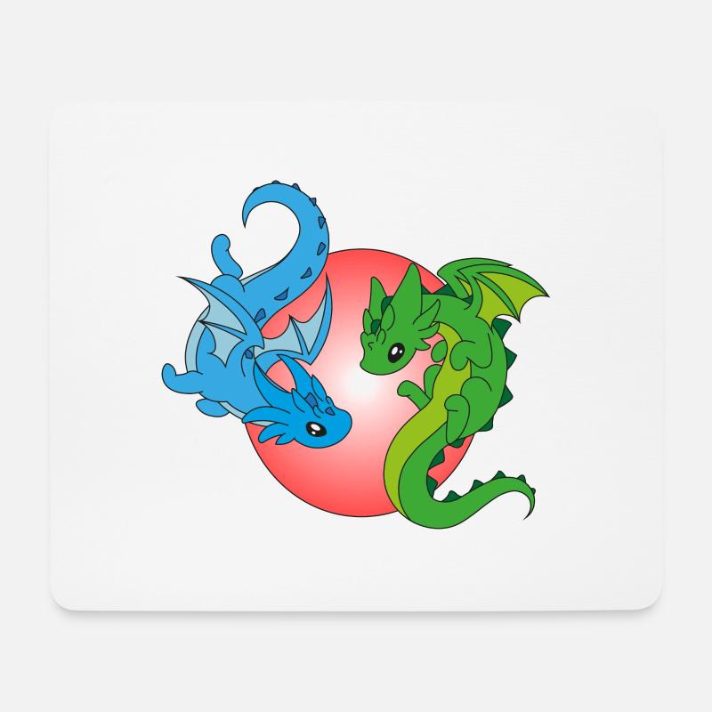 2 Fliegende Drachen - Mousepad (Querformat) - Weiß