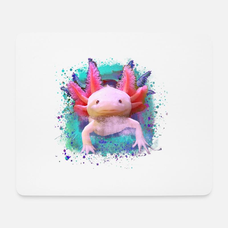 Axolotl, tier, fisch,wasser,bunt, graffiti - Mousepad (Querformat) - Weiß