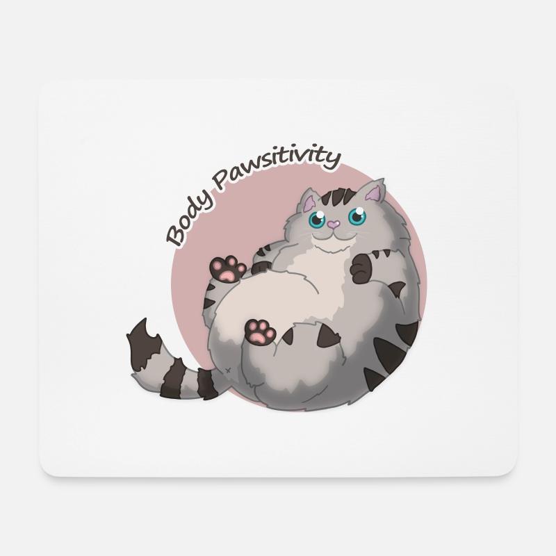 Body Pawsitivity Cat pink - Mousepad (Querformat) - Weiß