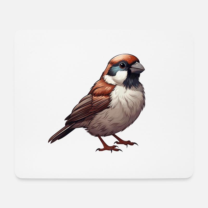 kleiner Spatz - Mousepad (Querformat) - Weiß