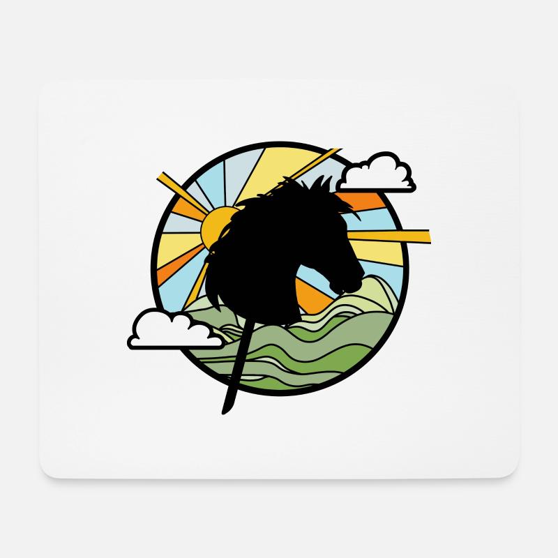 Steckenpferd - Hobby Horsing - Pferd am Stock - Mousepad (Querformat) - Weiß