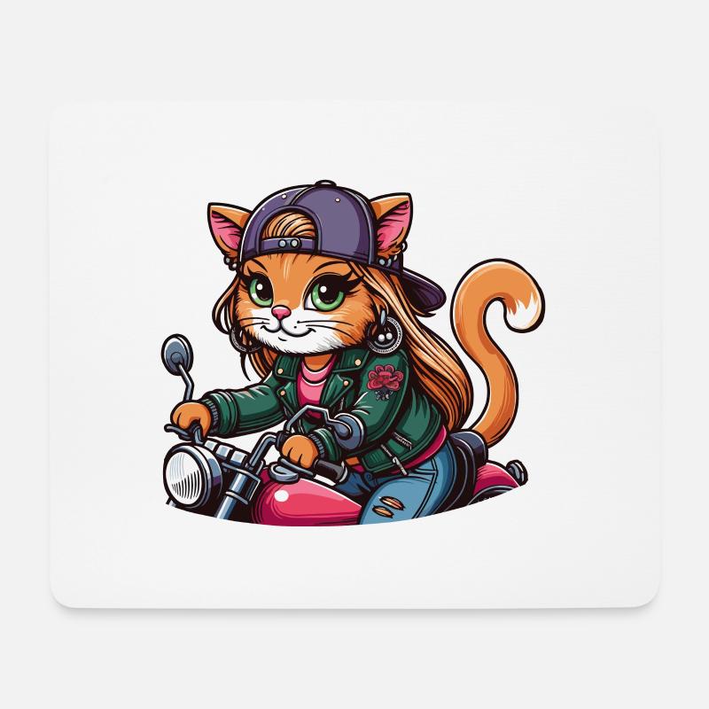 Catta Coatta: Bikerin - Motorradfahrerin - Mousepad (Querformat) - Weiß