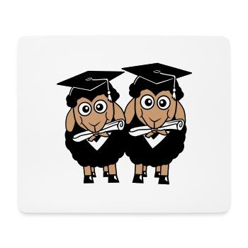 2 Schafe Zeugnis College Abi Zwei Schüler Team - Mousepad (Querformat) - Weiß - Vorne