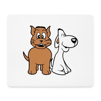 Chien Chat Deux Amis Équipe Chaton 2 Duo Équipage - Tapis de souris (format paysage) - blanc - Devant