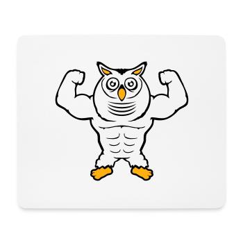 Eule Bodybuilder Muskeln Bizeps Posen Gym Rat Cool - Mousepad (Querformat) - Weiß - Vorne