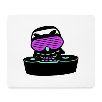DJ Eule Mischpult Musik auflegen Club Disko Party - Mousepad (Querformat) - Weiß - Vorne