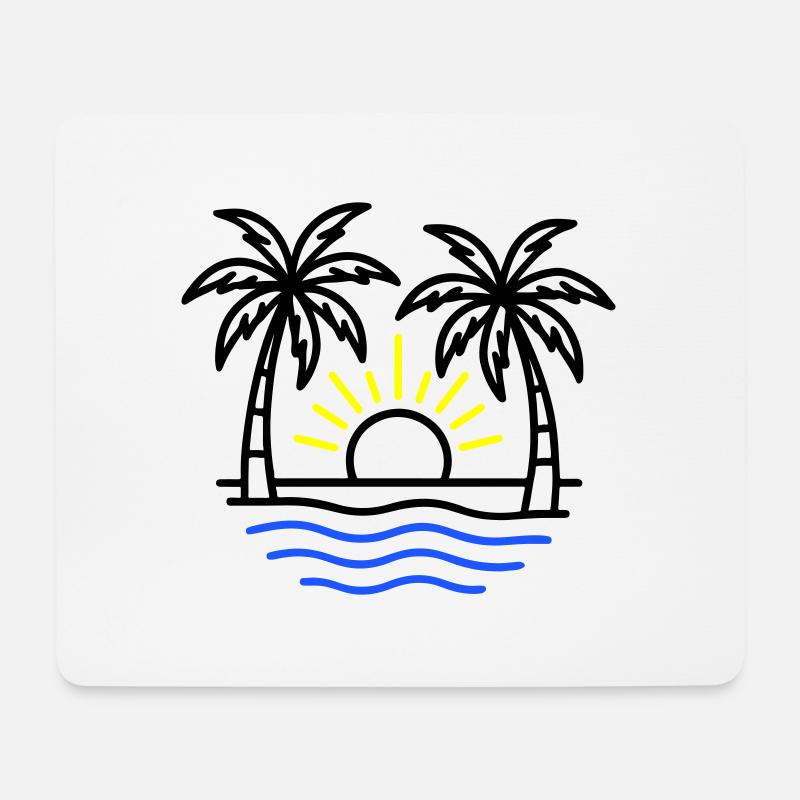 Summer Palm Trees Beach - Mouse Pad (horizontal) - white