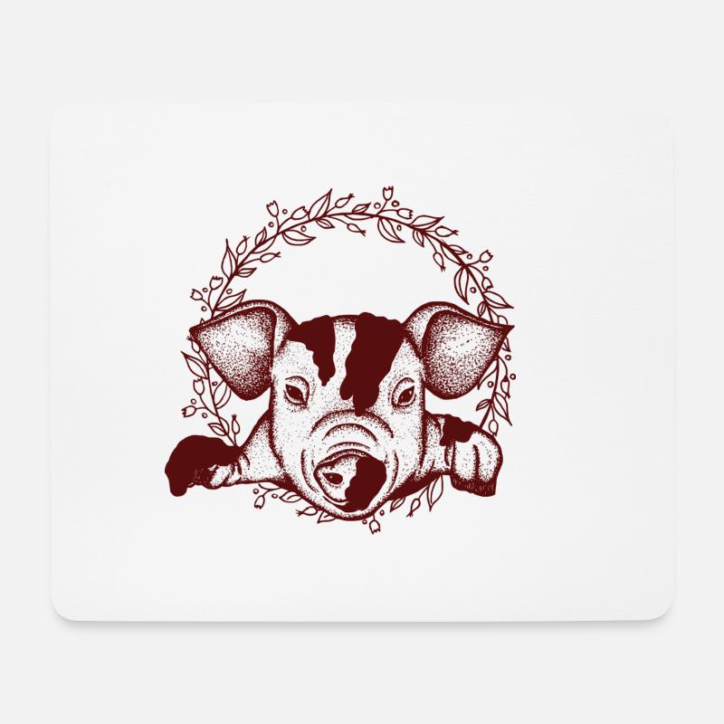 Schwein - Mousepad (Querformat) - Weiß