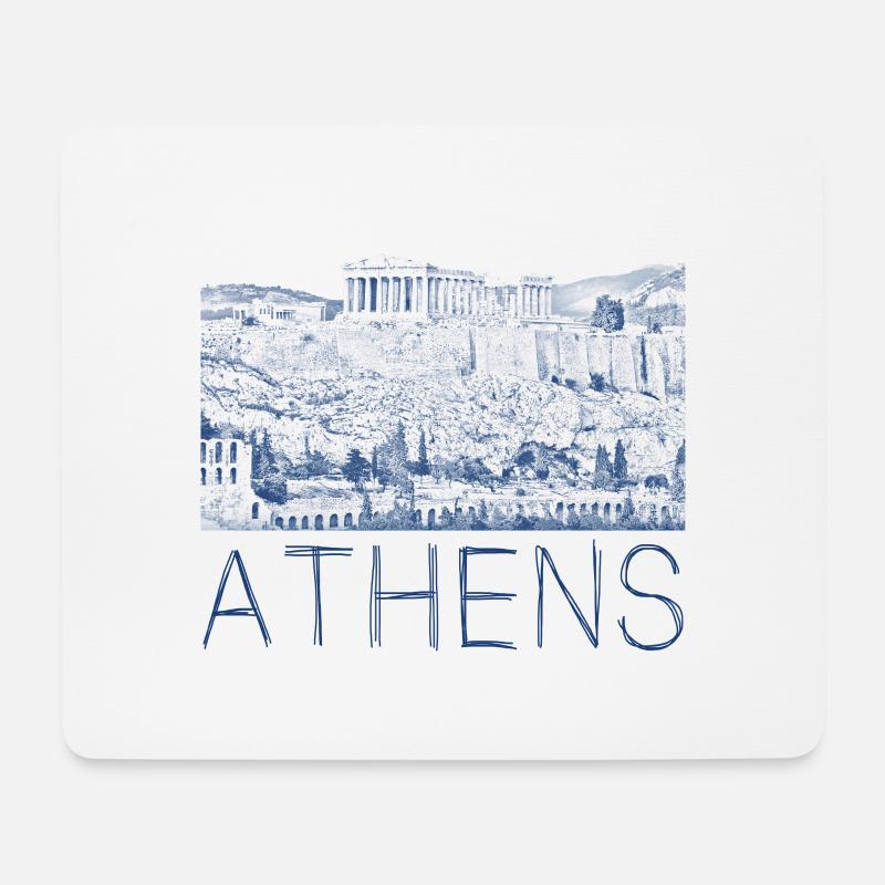 Federzeichnung Athen - Mousepad (Querformat) - Weiß