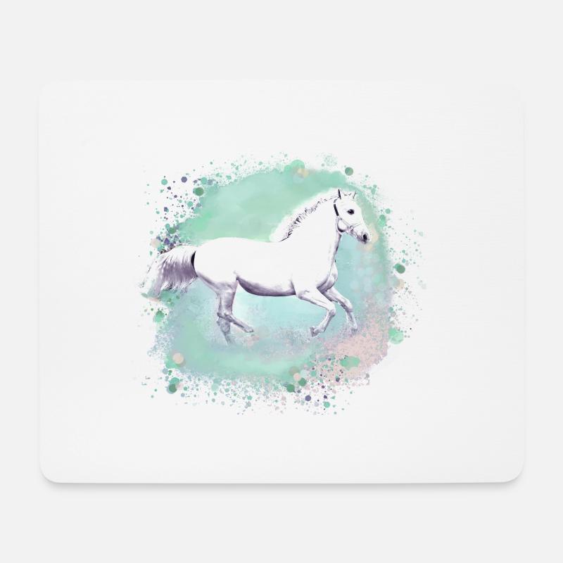 Schimmel,,weisses Pferd, pferd, Malerei,grün - Mousepad (Querformat) - Weiß
