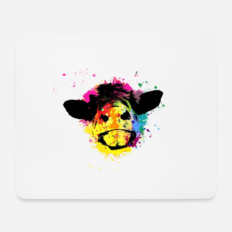 Vache,Coloré, Graffiti,Peinture, - Tapis de souris (format paysage) - blanc