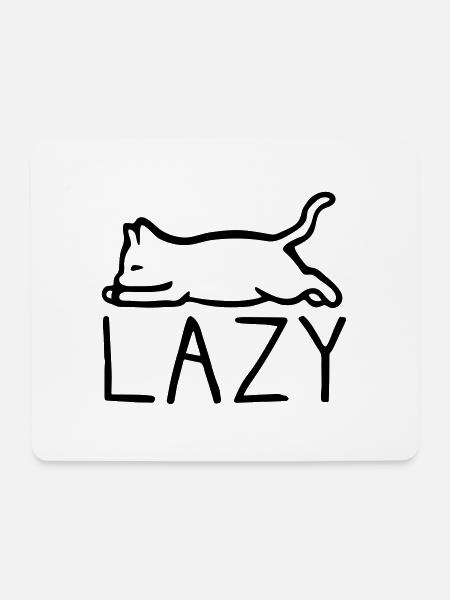 faule Katze - Mousepad (Querformat) - Weiß