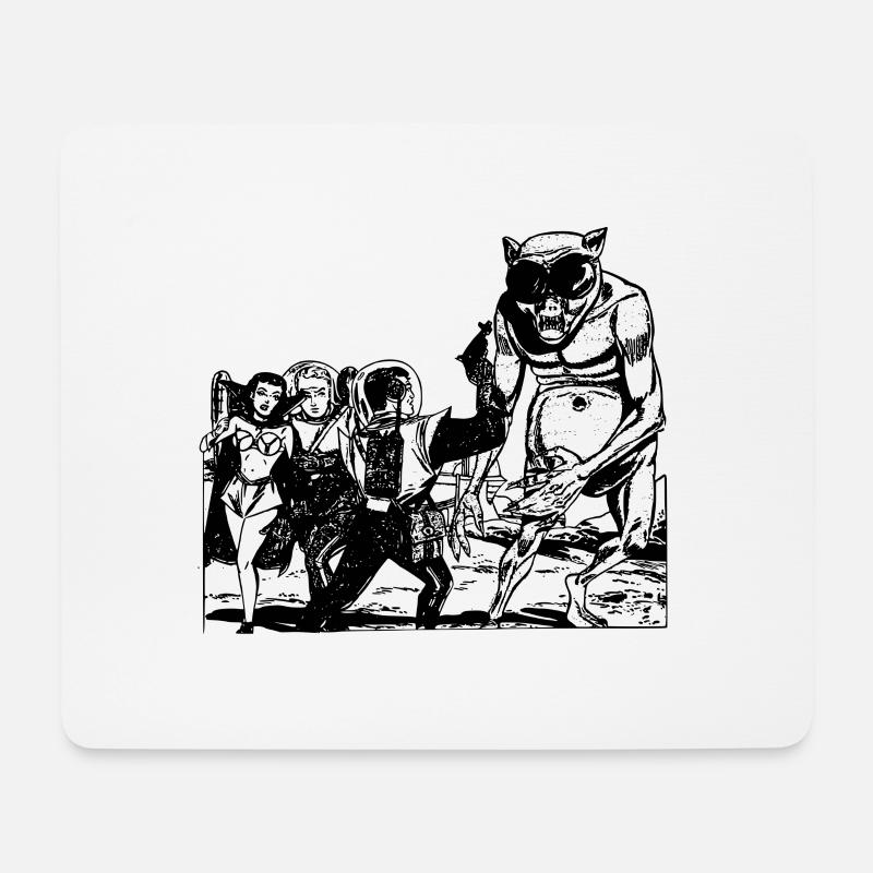 Altes Retrozukunft Alien Monster Design - Mousepad (Querformat) - Weiß