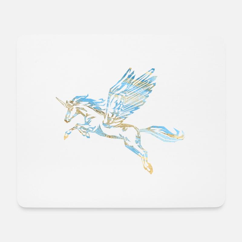 PEGASUS UNICORN - blue gold - Mouse Pad (horizontal) - white