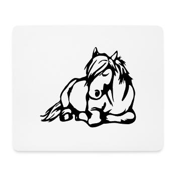 Funny naughty cartoon horse asleep gift - Mouse Pad (horizontal) - white - Front