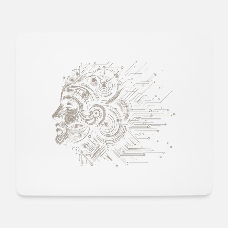 Hirn im Schaltkreis-Design - Mousepad (Querformat) - Weiß