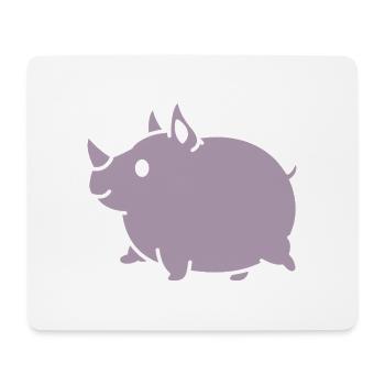 Kawaii Rhino Cute Cartoon Silhouette - Mouse Pad (horizontal) - white - Front