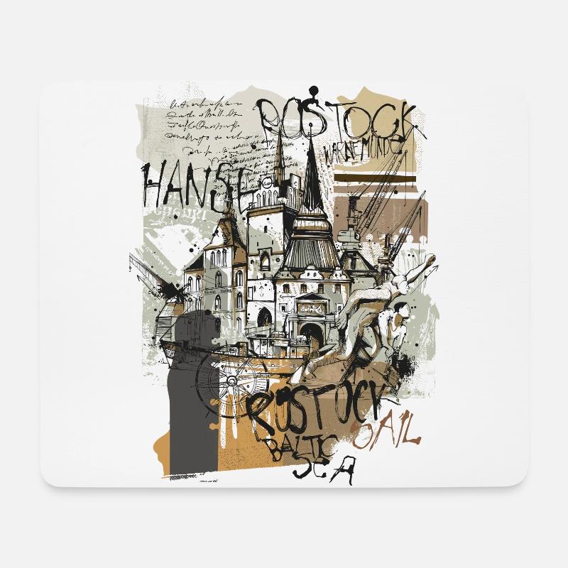 Rostock Collage braun - Mousepad (Querformat) - Weiß