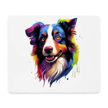 Colorful Border Collie Dog Head - Mouse Pad (horizontal) - white - Front