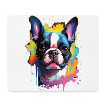 bunter Boston Terrier - bunte Hunde - Mousepad (Querformat) - Weiß - Vorne