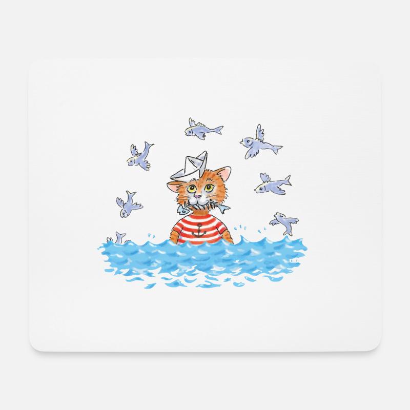 Fisch Katze - Mousepad (Querformat) - Weiß