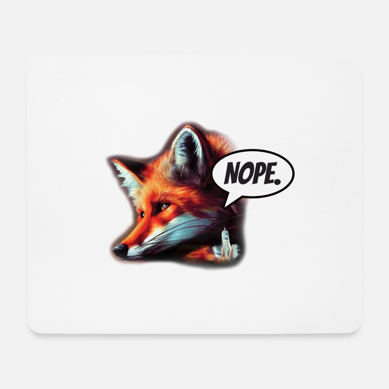 Fuchs Nope - Mousepad (Querformat) - Weiß
