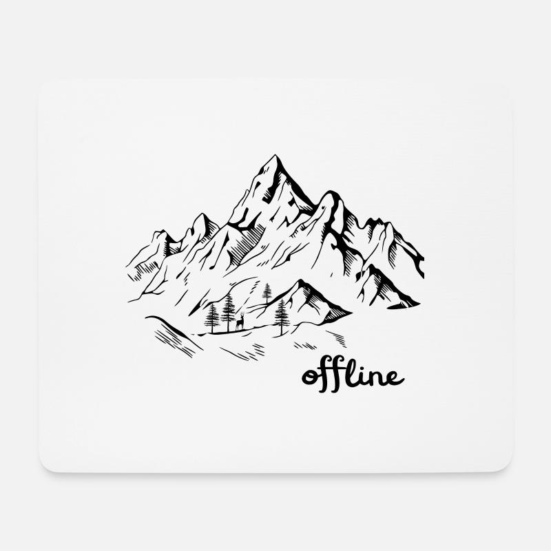 offline Berglandschaft Wandern - Mousepad (Querformat) - Weiß