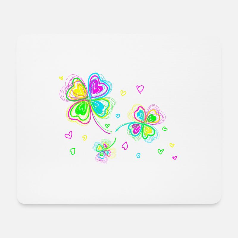 Mehrfarbige Klee und Herz - Mousepad (Querformat) - Weiß