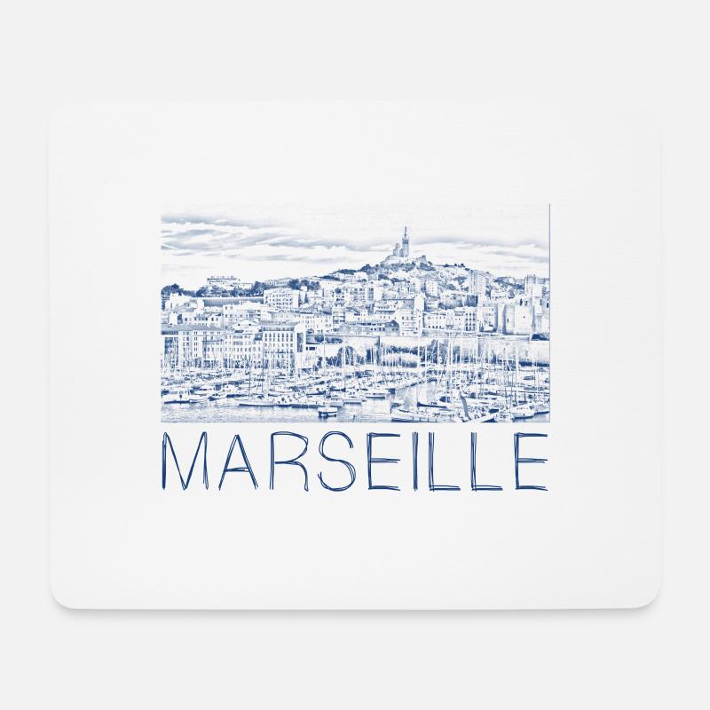 Pen drawing Marseille - Mouse Pad (horizontal) - white