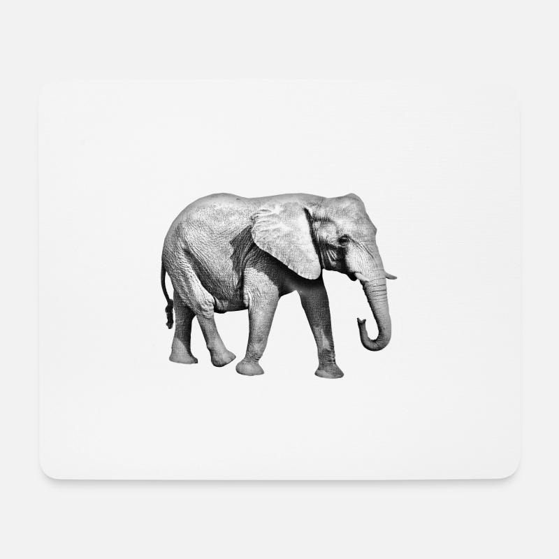 Elefant - Mousepad (Querformat) - Weiß