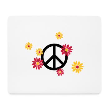 Peace-Zeichen Blume Love flower power Valentinstag - Mousepad (Querformat) - Weiß - Vorne