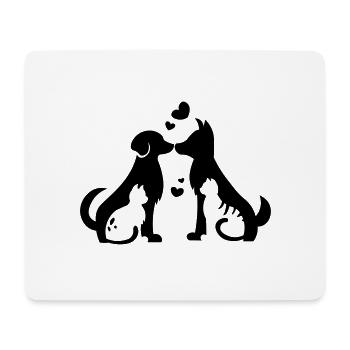 Chiens Chats Amour - Coeur pour les animaux - Idée cadeau - Tapis de souris (format paysage) - blanc - Devant
