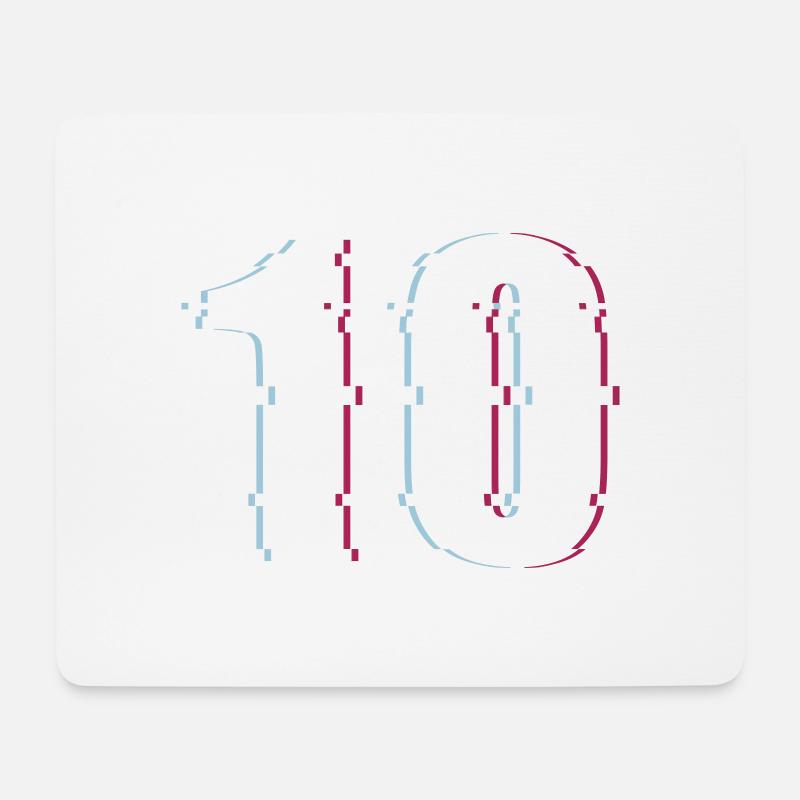 10 Zehn Zahl Effekt Verzerrt Nummer - Mousepad (Querformat) - Weiß