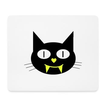 Halloween vampire cat with canines - Mouse Pad (horizontal) - white - Front