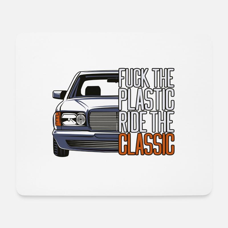 ftp style retro car classic silhouette - Mousepad (Querformat) - Weiß