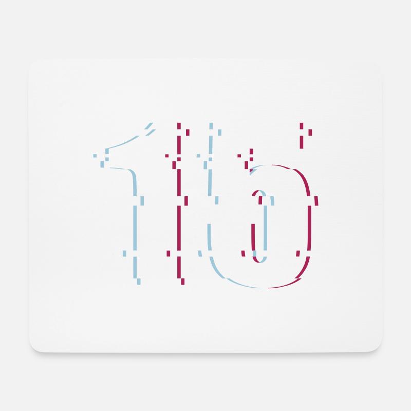 15 Fünfzehn Zahl Effekt Verzerrt Nummer - Mousepad (Querformat) - Weiß