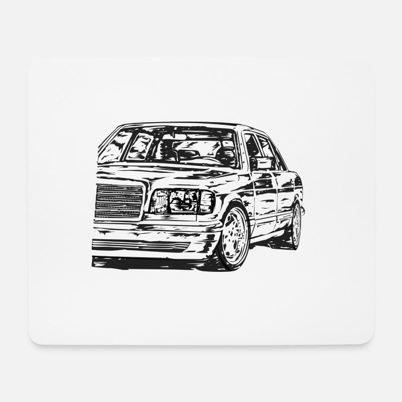 W126 Dirty Vintage Style - Mousepad (Querformat) - Weiß