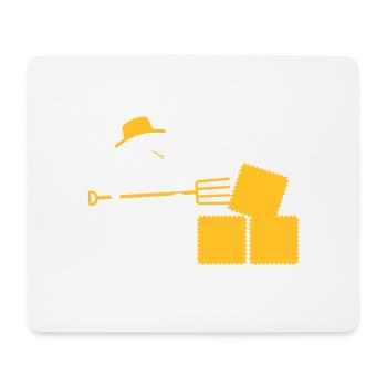 Agriculteur avec fourche et foin - Tapis de souris (format paysage) - blanc - Devant