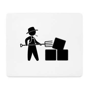 Agriculteur avec fourche et foin - Tapis de souris (format paysage) - blanc - Devant
