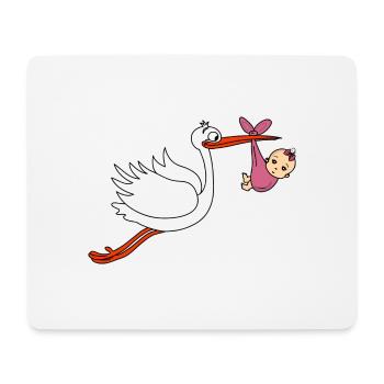 Cigogne Fille Garçon BEBES - Tapis de souris (format paysage) - blanc - Devant