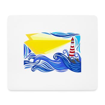mer dans la tempête avec le phare - Tapis de souris (format paysage) - blanc - Devant