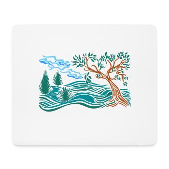 arbre dans la colline - Tapis de souris (format paysage) - blanc - Devant