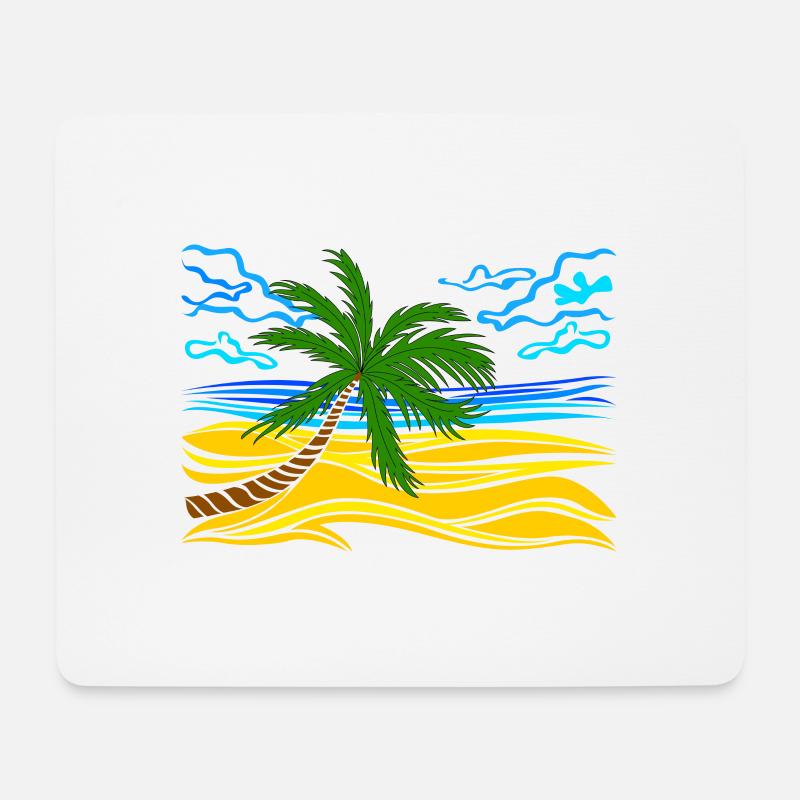 Palme am Strand - Mousepad (Querformat) - Weiß
