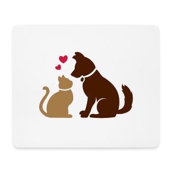 BFF Cat and dog heart - Mouse Pad (horizontal) - white - Front